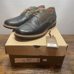 Olukai Men's Walino Oxford Shoes 13 Leather Two Tone Black Brown Lace Up